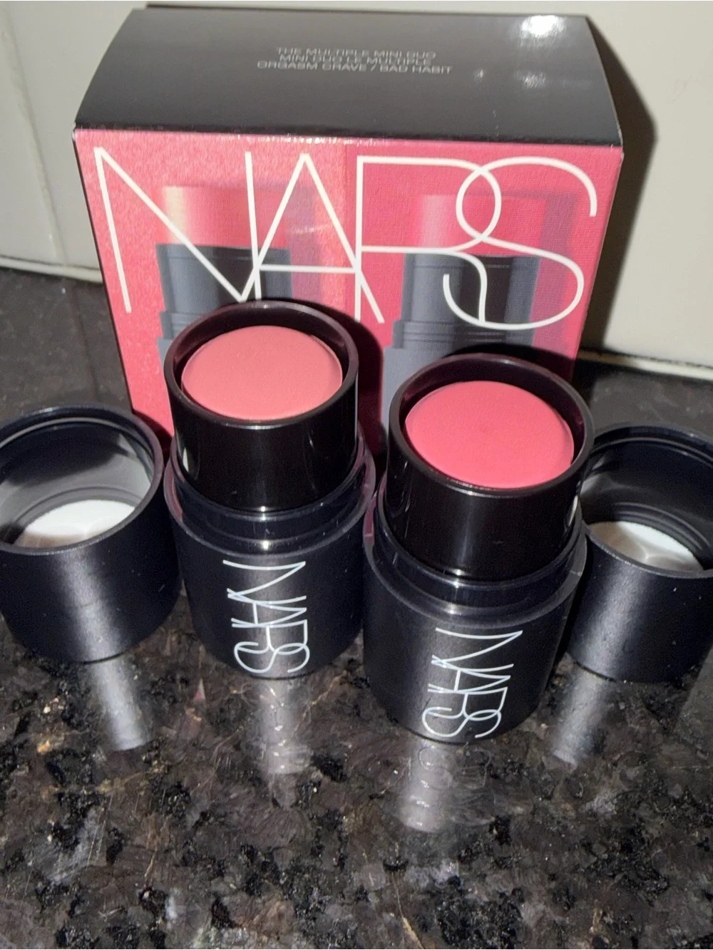 NARS Mini Multiple Soft Blur Blush Stick Duo In “Orgasmic Crave/Bad Habit” -New